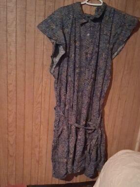 Terra & Sky Blue Paisley Midi Dress with Tie Waist